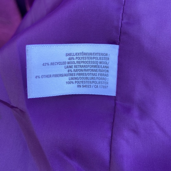 Old Navy Purple Ruffled Collar Wool Blend Peacoat Women's Size L - Picture 8 of 10